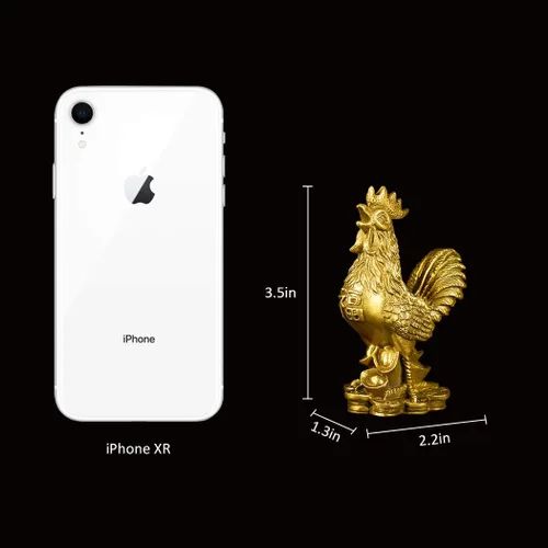 Miniatura 2 de BRASSTAR Latón 3.5 ''(H) Estatua de gallo auspicioso lingotes riqueza Feng Shui escultura oficina casa zodiaco chino adorno decorativo regalo