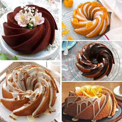 Miniatura 5 de HUAKENER Molde grande acanalado para pasteles (paquete de 2) – Molde de silicona redondo grande para pasteles, brownie, pan de maíz, pastel