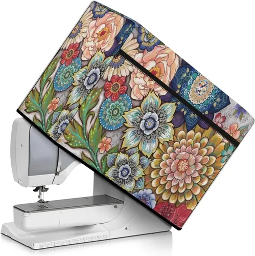 Miniatura 2 de Funda para máquina de coser con estampado floral, estilo bohemio, resistente a las manchas, ligera, impermeable, cubierta antipolvo con bolsillos