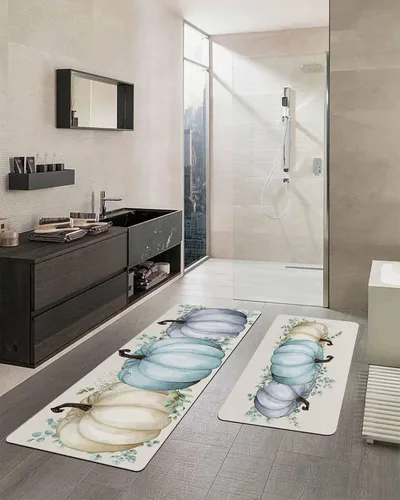 Miniatura 2 de Tapete de baño de eucalipto y calabaza para bañera, antideslizante, de secado rápido y absorbente, de tierra de diatomeas, tapete lavable