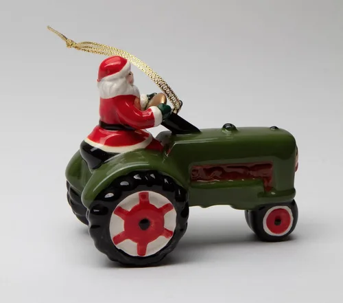 Miniatura 6 de 57045 - Figura decorativa de tractor de granja de Navidad de cerámica fina, 4 pulgadas de largo