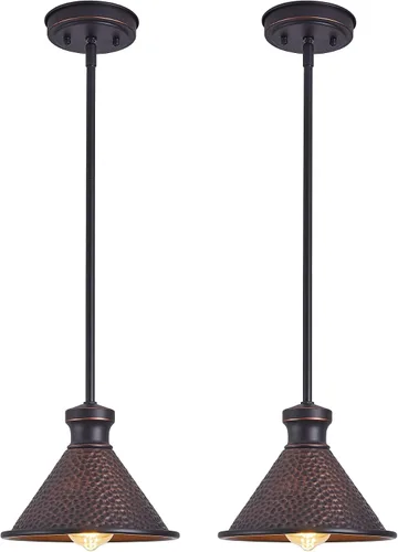 Miniatura 11 de Tarentlight Lámpara de techo industrial semiempotrada de 9.2 pulgadas, pantalla de aluminio fundido con patrón martillado vintage, lámpara clásica 1