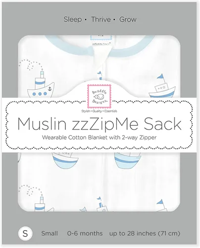 Miniatura 7 de SwaddleDesigns Saco de dormir de muselina zzZipMe para bebé niño y niña, manta portátil con cremallera de 2 vías