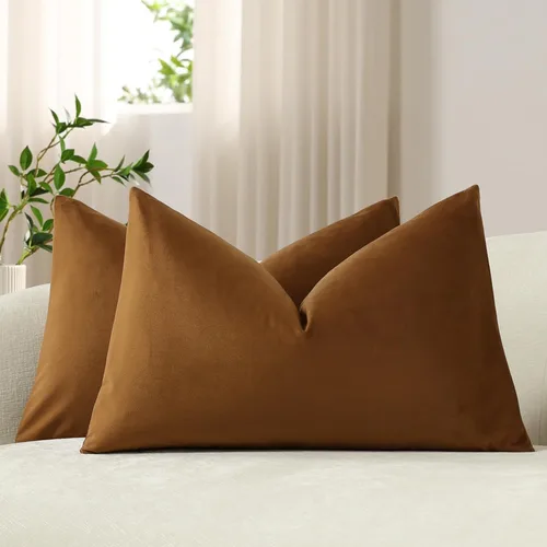 Miniatura 38 de Dezene - 2 fundas decorativas de terciopelo para almohada Hielo de vainilla