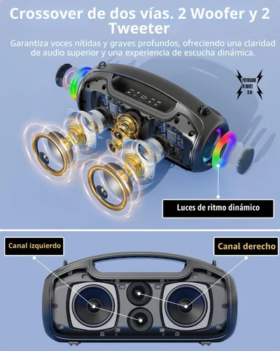 Miniatura 2 de Altavoces Bluetooth portátiles inalámbricos de actualización, sonido fuerte de 200W (pico)/graves profundos para fiesta, altavoz impermeable al aire