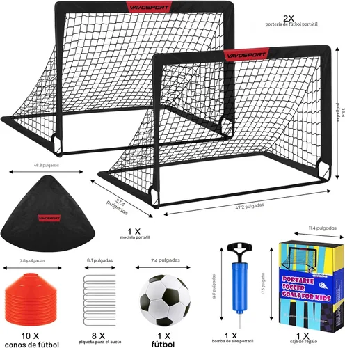 Miniatura 2 de Juego de porterías de fútbol para niños para patio trasero – 2 de 4 x 3 pies, equipo portátil de entrenamiento de portería de fútbol, red de fútbol