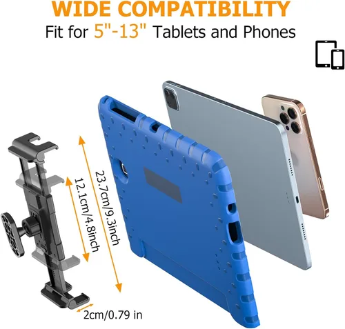 Miniatura 6 de OHLPRO Soporte de pared para tableta, giratorio de 360°, ajustable, universal, soporte para iPad, para cocina, oficina, almacén, hogar, compatible