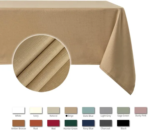 Miniatura 4 de maxmill - Mantel cuadrado de textura sluby, resistente a las manchas, impermeable, resistente a las arrugas, mantel de tela lavable suave, mantel