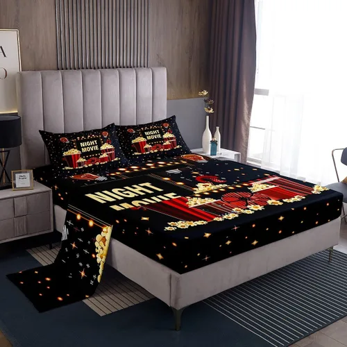 Miniatura 25 de Homewish Juego de sábanas de música de piano, tamaño Queen, juego de ropa de cama de notas musicales de 4 piezas para decoración de habitación