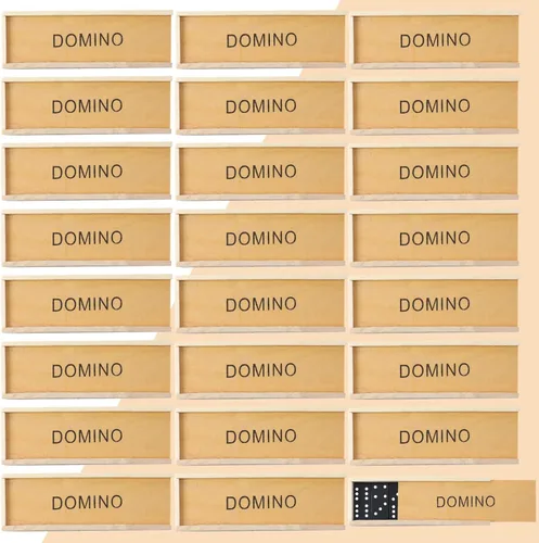 Miniatura 6 de Hungdao Juego de 24 mini dominó para niños y adultos, 6 dominó dobles a granel, 28 azulejos de madera, juegos de mesa tradicionales de madera, doble