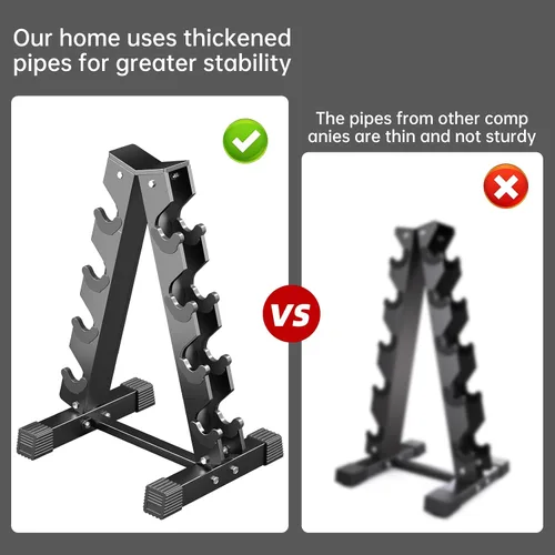 Miniatura 5 de 4-Tier Dumbbell Rack Stand, A-Frame Metal Weight Rack with Handle – Space-Saving Strength Training Dumbbell Storage for Home Gym Negro 4 niveles