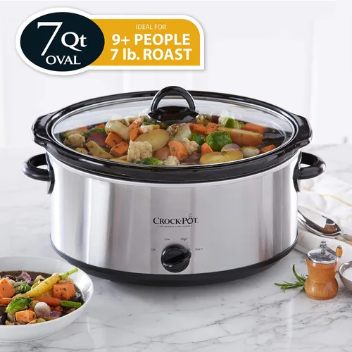 Miniatura 6 de Crock-Pot Olla de cocción lenta programable de 8 cuartos de galón + olla de cocción lenta manual ovalada de 7 cuartos de galón, acero inoxidable