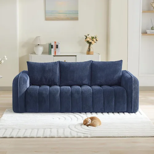 Miniatura 17 de Sofá Loveseat Sin Armazón de 66'', Sofá de 2 Plazas con Asientos Profundos Acolchados con Reposabrazos Redondeados, Sofá Nube de Pana Tapizado