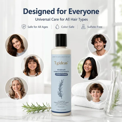 Miniatura 9 de Tgideas Acondicionador capilar de romero para mujeres y hombres, acondicionador desenredante e hidratante con infusión de queratina hidrolizada