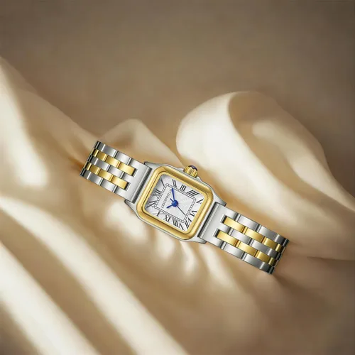 Miniatura 4 de Relojes pequeños de oro para mujer con funda rectangular vintage, esfera romana clásica, banda de acero inoxidable resistente al agua con cadena