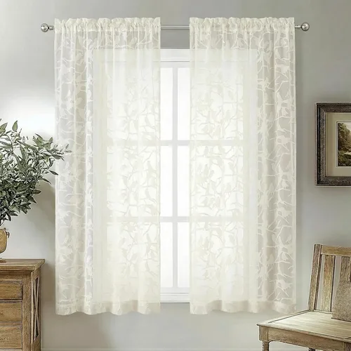 Miniatura 82 de OVZME Anji - 2 paneles de cortinas traslúcidas de gasa marrón de 72 pulgadas de largo para dormitorio, doble bolsillo para barra, tela ligera