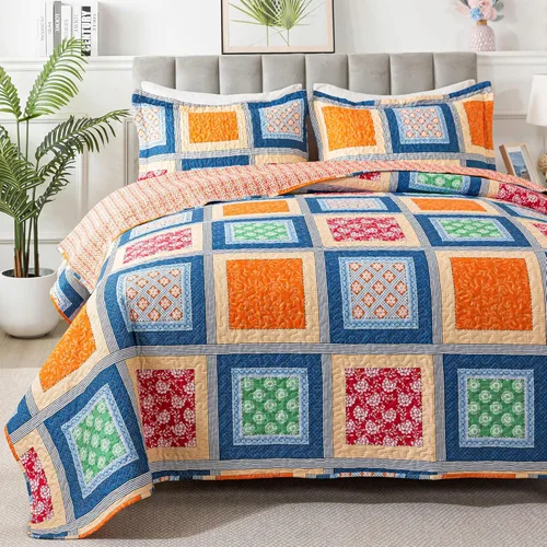 Miniatura 62 de HoneiLife Juego de colcha de tamaño King extragrande de 120 x 120 pulgadas, 3 piezas, California King extragrande, todas las estaciones, ropa