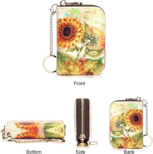 Miniatura 2 de APHISON - Tarjetero con protección RFID, carteras , funda para tarjetas de cuero con cremallera para mujerniñacaja regalo