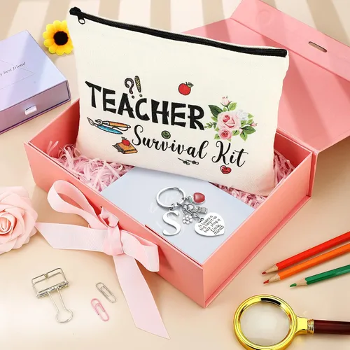 Miniatura 4 de Juego de regalo de agradecimiento al profesor, kit de supervivencia para profesores, llavero con inicial, regalos para profesores de graduación