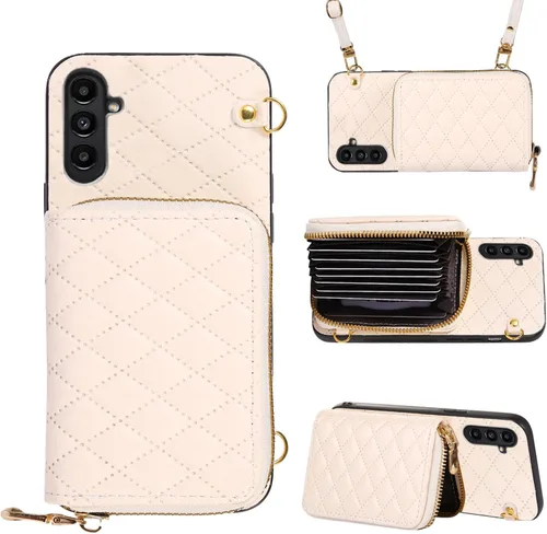 Miniatura 28 de Funda cartera desmontable con correa cruzada para Samsung Galaxy S20 FE 5G 6.5 pulgadas con cremallera, múltiples ranuras para tarjetas, soporte