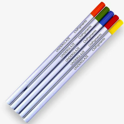 Miniatura 4 de ChiPigments® Brights - Paquete de 5 lápices para cerámica Colores vibrantes • Líneas finas y sombreado • Bisqueware • Greenware • Vidrio fundido