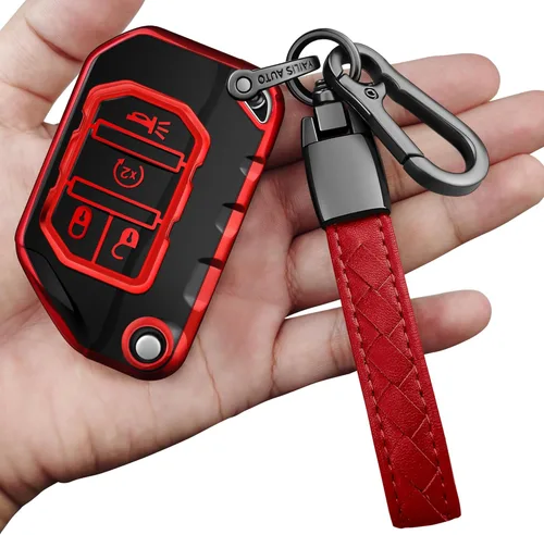 Miniatura 8 de Funda para Llavero de Jeep con Llavero Carcasa de Llave de Protección Completa Suave Estuche de Llave Compatible con Jeep Gladiator JT Sahara JLU