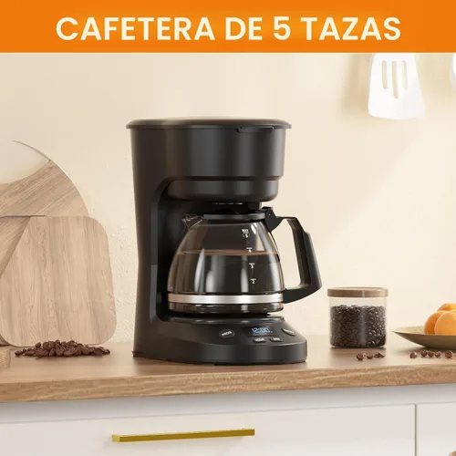 Miniatura 6 de Electactic Cafetera programable de goteo para 5 tazas, una máquina de café compacta con reloj digital y temporizador programable de 24 horas
