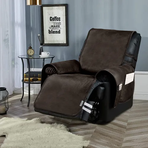 Miniatura 8 de STONECREST - Funda para silla reclinable, funda de piel sintética, se mantiene en su lugar (negro 2, sillón reclinable regular de 23 pulgadas)
