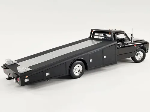 Miniatura 5 de Acme A1801710 - Camión rampa Chevy C-30 de 1967, edición limitada negra a 476 piezas en todo el mundo 1/18 modelo fundido a troquel
