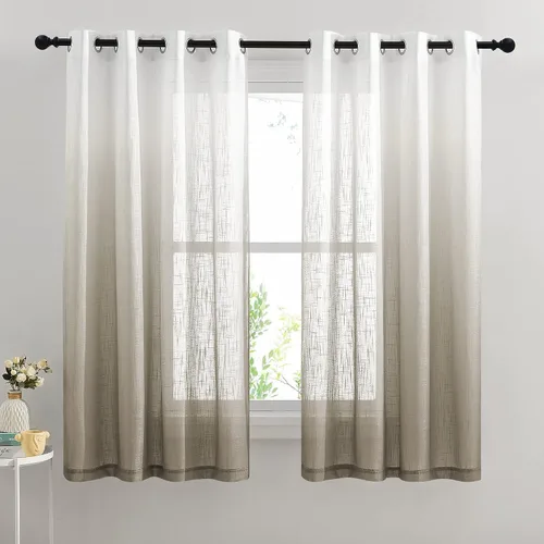 Miniatura 38 de NICETOWN Cortinas de lino sintético degradado para sala de estar, estilo noble con ojales, cortinas semitransparentes para niños, cortinas de Morado