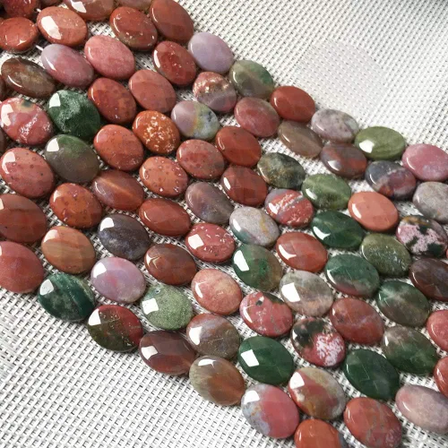 Miniatura 17 de Cuentas de piedra natural, cuentas facetadas ovaladas, cuentas de ágata de cristal disperso de sangre africana, cuentas de piedra de pino de 0.472 x