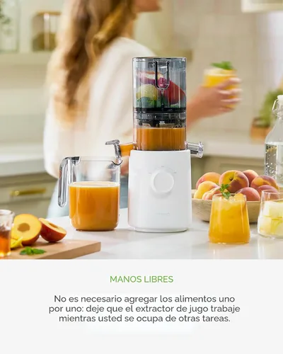 Miniatura 7 de Nama J3 - Exprimidor compacto de prensa en frío, ahorro de espacio y autoalimentación para funcionamiento manos libres, ligero, portátil, exprimidor
