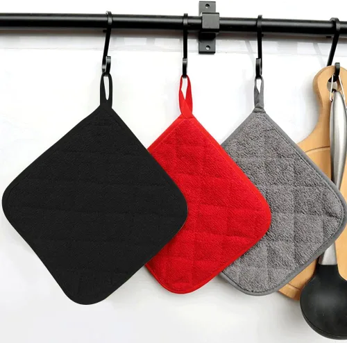 Miniatura 5 de meioro Paquete de 4 agarraderas para cocina resistentes al calor, almohadillas calientes 100% algodón, juego de soportes acolchados para ollas