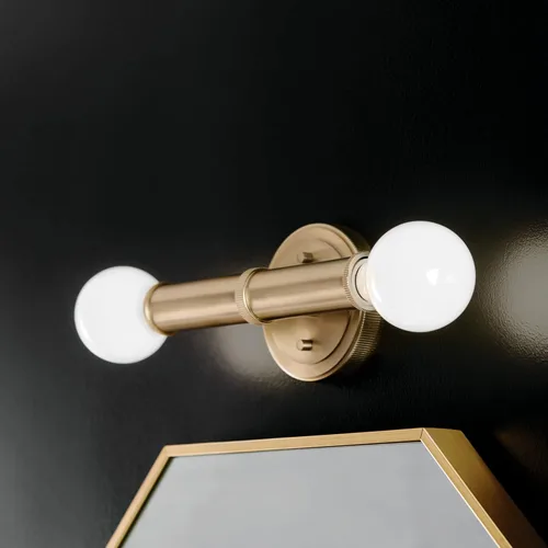 Miniatura 2 de Kichler Lámpara de pared con 2 luces, luz moderna en bronce champán, clasificación húmeda, montaje horizontal o vertical, para entrada, chimenea