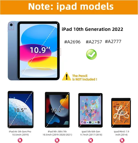Miniatura 6 de Funda para iPad (A16) de 11ª generación de 11 pulgadas (2025), iPad de 10.9 pulgadas (2022), con [protector de pantalla de vidrio templado]