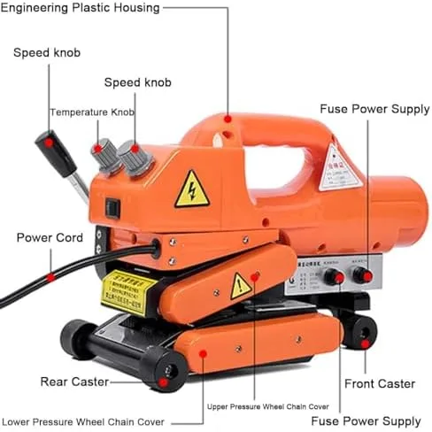Miniatura 4 de Máquina de soldadura de geomembrana de alta potencia, kit de herramientas de soldadura de cuña caliente para sellado de película de PVC EVA PE HDPE