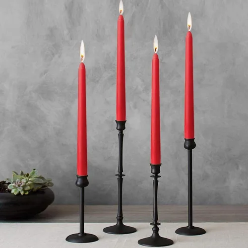 Miniatura 2 de Paquete de 14 velas cónicas rojas altas – Vela roja sin goteo de 10 pulgadas sin perfume – Cera de parafina con mechas de algodón – 8 horas