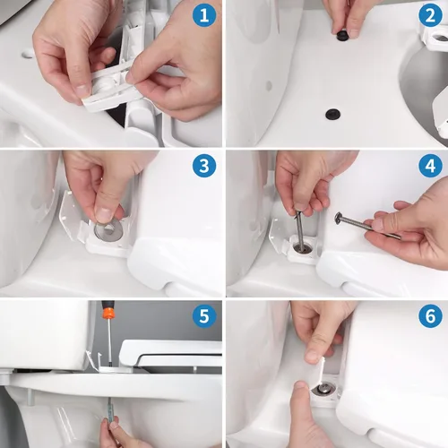 Miniatura 6 de Hibbent Asiento de inodoro de entrenamiento para ir al baño, asiento magnético integrado, tapa con cubierta ovalada, nunca se afloja y cierra