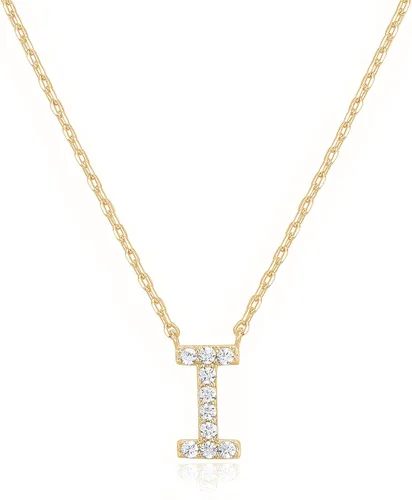 Miniatura 159 de PAVOI 14K White Gold Plated Cubic Zirconia Initial Necklace Letter Dainty Necklaces for Women