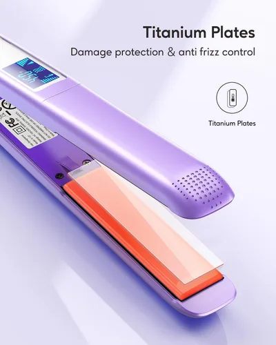 Miniatura 7 de Plancha plana de pelo Pro de Wavytalk, plancha plana 100% de titanio puro para deslizamiento fácil, alisador y rizador para todos los peinados
