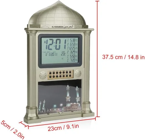Miniatura 6 de Reloj despertador islámico de alta calidad, reloj despertador automático de plástico musulmán Azan oración calendario digital con pantalla de hora
