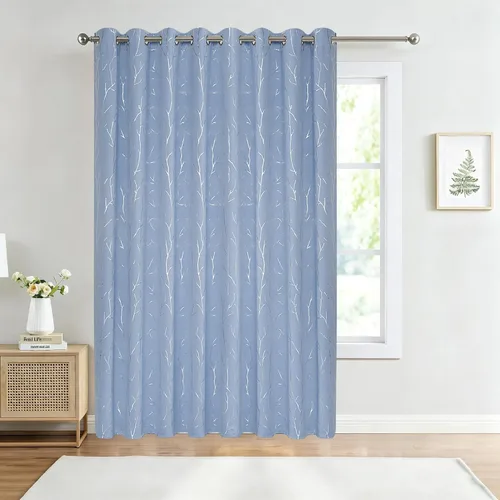 Miniatura 57 de BUHUA Cortinas pequeñas para ventana de 36 pulgadas de largo, 2 paneles, cortinas opacas con elegantes ramas de árbol plateadas, cortinas de bloqueo