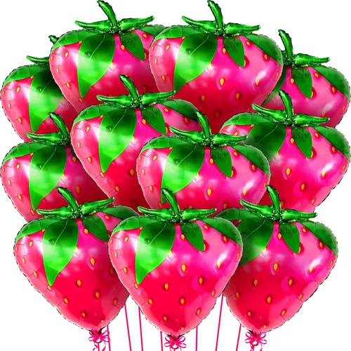 Miniatura 3 de KatchOn, Cortina de flecos iridiscentes color rosa XtraLarge – Paquete de 13 Serpentinas iridiscentes, globos de fresa Globos de fresa