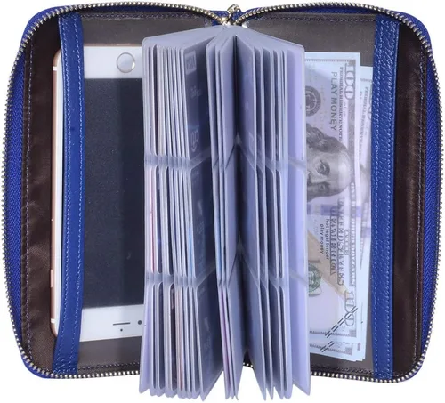 Miniatura 5 de Easyoulife - Monedero de cuero con cremallera, billetera portatarjetas para mujer, bloqueo RFID