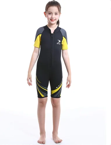 Miniatura 2 de ZCCO Traje de neopreno corto de neopreno de 0.098 pulgadas de una pieza para niños y niñas, ideal para nadar, surfear y bucear deportes acuáticos