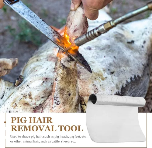 Miniatura 2 de Yardwe Herramienta de depilación de cerdo, raspador de cerdo de acero inoxidable con mango ergonómico, acero al manganeso, afeitadora de pelo animal