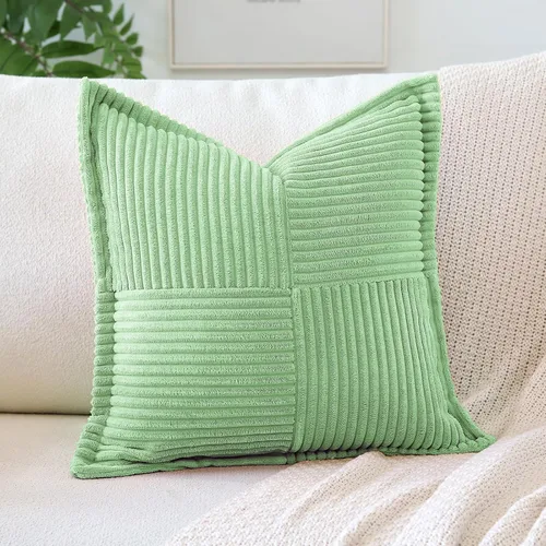 Miniatura 27 de OTOSTAR Fundas de almohada de pana a rayas con empalme, fundas de almohada bohemias súper suaves laterales decorativas con textura para sofá, cama