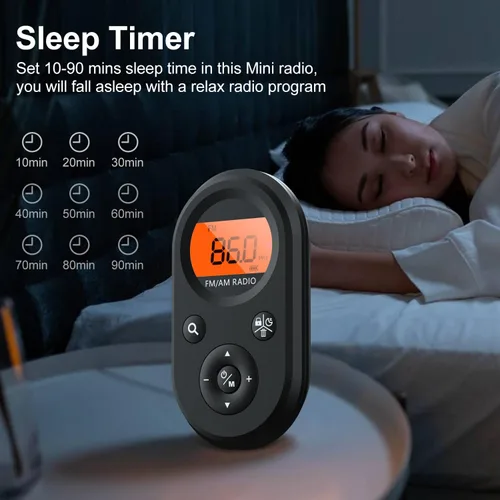 Miniatura 6 de Radio portátil AM FM, radio de bolsillo personal recargable con la mejor recepción, batería de larga duración, auriculares estéreo, pequeñas radios