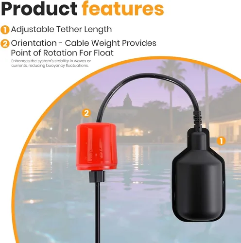 Miniatura 2 de Interruptor de flotador (sin enchufe) Controlador automático de nivel de agua con clasificación IP68, sensor de nivel automático para tanques