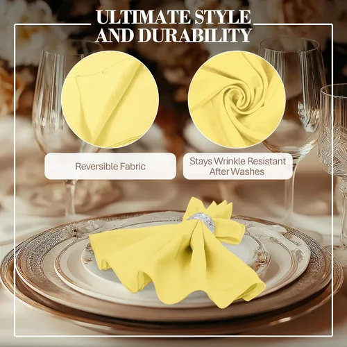 Miniatura 3 de Ultimate Textile -1 docena - Reversible Shantung Satin - Majestic - Servilletas de tela Majestic de 17 x 17 pulgadas de seda de maíz amarillo claro